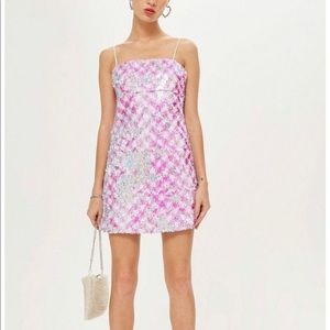 Topshop pink sequin mini dress